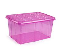 PLASTIC FORTE, Caja de almacenamiento, VIOLETA TRANSLUCIDO, 60 litros, sin ruedas