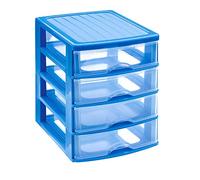 PLASTIC FORTE, Cajonera sobremesa, Azul, 4 Cajones