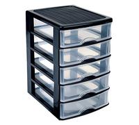 PLASTIC FORTE, Cajonera sobremesa, Negro, 5 Cajones