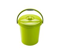 Plastic Forte Cubo Basura Eco Redondo con Tapa y Asa 21 Litro 37 x 34 x 40 cm Disponible Rojo Azul Verde elegir color que te más gusta (Verde)