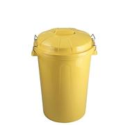 Plastic Forte Cubo de basura de color amarillo de 100 litros de capacidad con tapa. Almacenaje de basura grande para hogar o industrial.