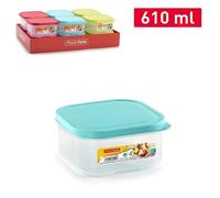 Plastic Forte Flex - Juego De 2 Recipientes Cuadrados De 0.6l Para Alimentos. Azul