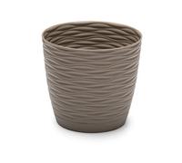 Plastic Forte Maceta Redonda Pequeña con Plato de la línea SAHARA, de 23cm, Maceta para jardines y para interiores, decoración de Plantas, Flores Resistente, Macetero de Plastico
