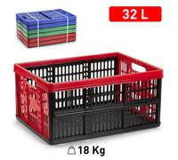 Plastic Forte - Pack de 3 Cajas Plegables 32L - Colores Azul, Verde y Rojo, Compactas y Resistentes para Almacenar y Transportar