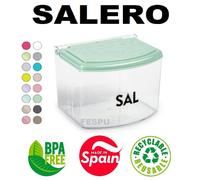 Plastic Forte Salero pack 2 unidades,Plástico Transparente con Tapa - Toque Divertido - Fácil de Limpiar - Fabricado en España