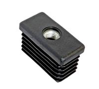 Plastic Hardware Store Tapones de láminas de plástico (polietileno) con inserto metálico roscado para tubo rectangular para atornillar patas y ruedas - 50 x 25-M8 - Negro - 4 unidades