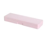 Plastic Pencil Case Snap Closure Lightweight Portable Large Capacity Pen Box for Students School Stationery Plastic Material Durable Easy Clean (Light Pink)