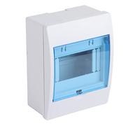 Plastic power distribution protection box 4-6 circuit breaker indoor wall 17.7 * 13.5 * 7.3 CM waterproof transparent window consumer unit, consumer circuit breaker box white and blue