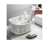 Plastic Shower Caddy Tote - Hanging Bathroom Organizer with Handle, Portable Storage Basket Bin