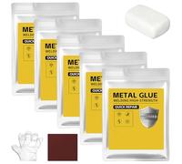 Plastic Steel Mud Iron Glue, 160g Welding-Like Adhesive, Heat&Waterproof Sandable Epoxy Glue for Metal Repair, Wall Hole Filling,Plastic/Wood/Ceramic Fixing,High-Strength Auto Body Filler (White,5PCS)