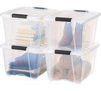 Plastic Storage Bins,See-Through Organizing Solution, Latches, Durable Nestable Containers, 4pcs