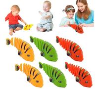 Plastic Wind-Up Wiggle Fish Toys, 2024 New Creative Clockwork Swinging Cartoon Fish Toys, Funny Wind Up Clockwork Fish Toys, Creative Wind-Up Children's Toys (Mixed Color) (6PCS)