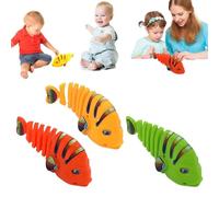 Plastic Wind-Up Wiggle Fish Toys, 2024 New Creative Clockwork Swinging Cartoon Fish Toys, Funny Wind Up Clockwork Fish Toys, Creative Wind-Up Children's Toys (Mixed Color) (3PCS)
