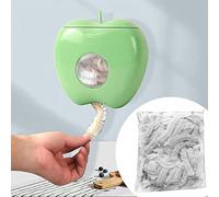 Plastic Wrap Storage Box,Fresh Keeping Bag Storage Box with 100 Pcs Cling Films,Punch-Free Wall- Mounted Large Capacity,Apple Shaped Bag Organizer Garbage Bag (Green)