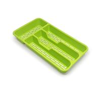 PlasticForte - Bandeja organizadora de cubiertos para cajón, tamaño grande, de plástico resistente, plástico, Verde, 33 x 17.5 x 4.3 slim