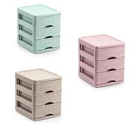 PlasticForte Cajonera organizador Turia efecto ratán 3 cajones 14 x 17 x 17 cm 3 colores