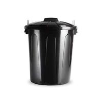 PlasticForte Cubo de Basura con Tapa 21 litros basurero Negro Asas de presión