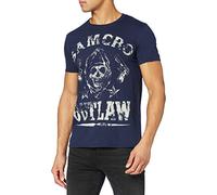 Plastichead Sons of Anarchy Outlaw - Estampados de música y Cine, con Manga Corta para Hombre, Color Blau/Blue, Talla L