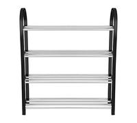 Plástico + Aluminio Estante de Zapatos DIY Metal Zapatos Almacenamiento Estante Organizador Del Hogar, Estante de la Puerta Apilable Gabinete Zapatos Organizador de Almacenamiento(4 Tiers-50*19*58CM)