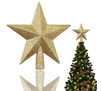 Plastico Estrella Punta Arbol, Estrella Navideña para Arbol, Estrella Árbol con Purpurina, Strella Punta De Árbol, Estrella Copa del Árbol De Avidad, para La Decoración del Árbol De Navidad, Oro