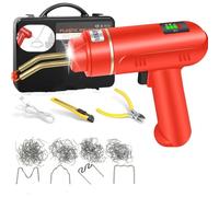 Plástico Soldadura Máquina Kit de soldadura de plástico inalámbrico de 200 W con grapadora caliente de 400/1200 piezas, recargable por USB, kit de reparación de parachoques.(One set of red)