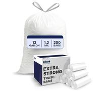 Plasticplace Bolsas con cordón, 0,7 ml, 200/funda, color blanco COMINHKPR91706, 13 Gallon, Blanco, 1