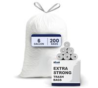 Plasticplace Bolsas con cordón, 0,7 ml, 200/funda, color blanco H&PC-75751, 4-6 gallons, Blanco, 1