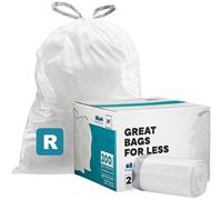 Plasticplace Bolsas de Basura Compatible con código R Simple Humano (200 Unidades) │ Forros de Basura con cordón Blanco 2.6 galones / 10 litros │ 16.5 "x 18"