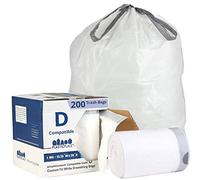 Plasticplace Bolsas de Basura de Ajuste Personalizado │ Compatible con código D de Simple Humano (200 Unidades) │ Bolsas de Basura Blancas con cordón 5.2 galones / 20 litros │ 15.75 "x 28"