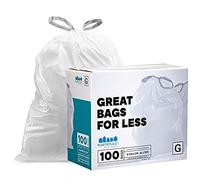 Plasticplace Bolsas de basura de ajuste personalizado, compatibles con Simplehuman Code G (100 unidades) bolsas de basura blancas con cordón de 8 galones/30 litros, 17.5 x 28 pulgadas
