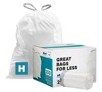 Plasticplace Bolsas de basura de ajuste personalizado compatibles con Simplehuman Code H bolsas con cordón de 8 a 9 galones, forro resistente al desgarro, 200 unidades, eliminación de residuos de alta