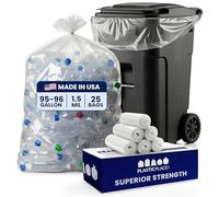 Plasticplace bolsas de basura para basura, resistentes, de galón AX-AY-ABHI-100983, 1.5 mil, 25 Count, Transparente, 1