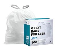 Plasticplace Bolsas de basura simplehuman Code L compatibles, 100 unidades, color blanco