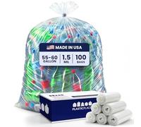 Plasticplace Bolsas de basura transparentes de 55 galones, 38 x 58, 100 por caja, 1.5 mil por Plasticplace