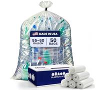 Plasticplace Bolsas de basura transparentes de 55 galones, 38 x 58, 50/caja, 1.5 mil