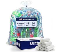 Plasticplace Bolsas de basura transparentes de 55 galones, 38 x 58, 50/caja, 1.5 mil