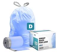 Plasticplace Bolsas de reciclaje azules compatibles con código D (200 unidades) con cordón, 5.2 galones/20 litros de 15.75 x 28 pulgadas