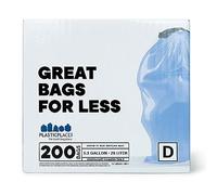 Plasticplace Bolsas de reciclaje azules compatibles con código D (200 unidades) con cordón, 5.2 galones/20 litros de 15.75 x 28 pulgadas