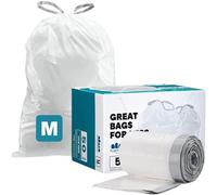 Plasticplace Code M Compatible (50 unidades) │ Forro de basura con cordón blanco de 12 galones/45 litros │ 21.5 x 30.7 pulgadas