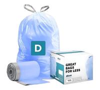 Plasticplace Código D Compatible (100 Número) Bolsas de reciclaje azules con cordón, depósitos de basura 5.3 galones / 20 litros 15.75 "x 28"