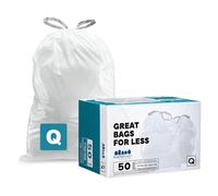 Plasticplace Custom Fit Trash Bags, Compatible with Simplehuman Code Q (50 Count), 13-17 Gallon Drawstring Garbage Liners, Heavy Duty Tear-Resistant