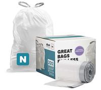 Plasticplace Custom Fit Trash Bags | Compatible with Simplehuman (x) Code N | (200 Count)│White Drawstring Garbage Liners 12-13 Gallon / 45-50 Liters│22.5" x 31.5"