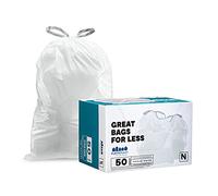 Plasticplace Simple Humano Code N - Forros de Basura con cordón Compatible, 12-13 galones / 45-50 litros │ 22.75 "x 31.5", 50 Unidades, Color Blanco