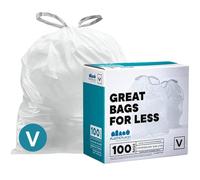 Plasticplace Simple Humano Code V Compatible (100 Unidades) Forros de Basura con cordón 4.2-4.8 galones / 16-18 litros 14.75 "x 28", Blanco