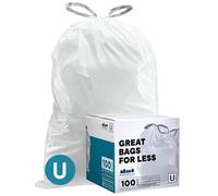 Plasticplace Simplehuman - Bolsas de basura compatibles con código U de 14.5 a 21 galones/55-80 litros de 27 x 32 pulgadas, 100 unidades, color blanco