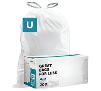Plasticplace Simplehuman TRA300WH - Bolsas de basura compatibles con código U (200 unidades), color blanco, con cordón, 55-80 litros, 68,6 x 81,3 cm