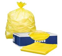Plasticplace T55120YL Bolsas de basura de 55-60 galones │ 1.2 mil. │ Forros de basura resistentes color amarillo │ 38 x 58 pulgadas (50 unidades)