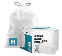 Plasticplace TRA170WHLV Bolsas de basura con cordón blanco lavanda y vainilla suave, compatible con código H (200 unidades), 8-9 galones 30-35 litros, 18.5 pulgadas x 28 pulgadas
