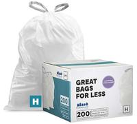 Plasticplace TRA170WHLV Bolsas de basura con cordón blanco lavanda y vainilla suave, compatible con código H (200 unidades), 8-9 galones 30-35 litros, 18.5 pulgadas x 28 pulgadas