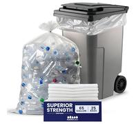 Plasticplace W65LDC2 bolsas de basura de 65 galones | 2,7 Mil | Revestimiento transparente para latas de basura resistente | 50" x 48" (25 unidades), plástico, 65 galones